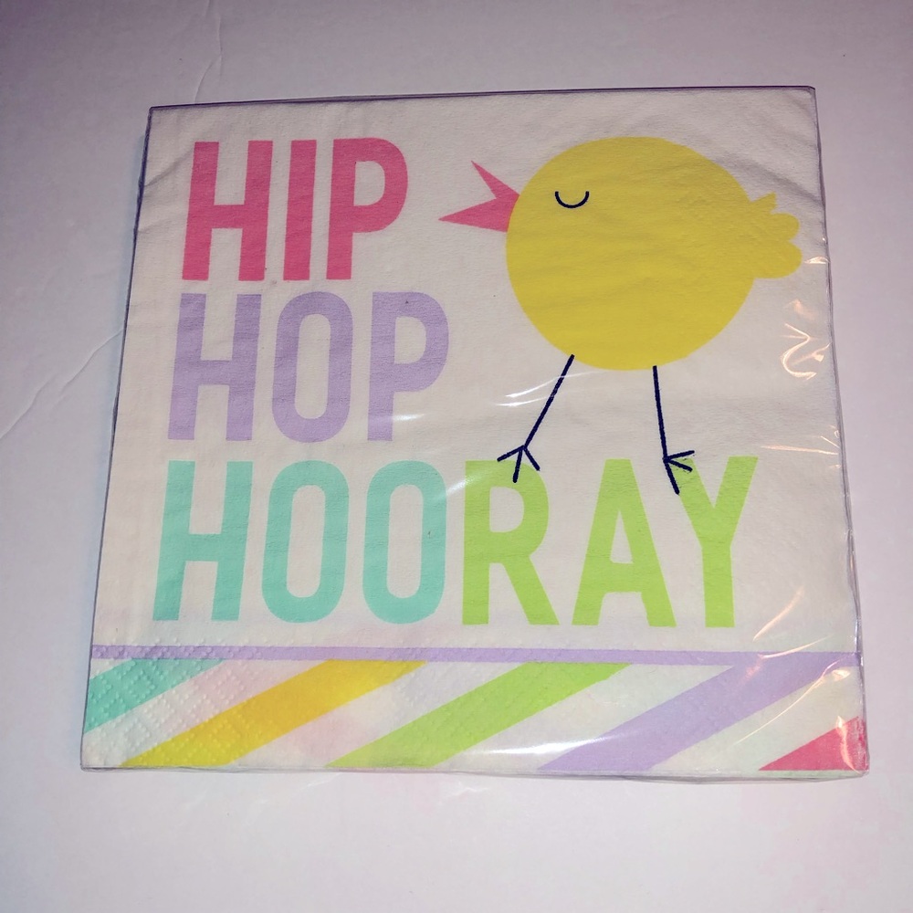 4/$16 NEW Easter Paper Napkins HIP HOP HOORAY Baby Chick Joyful Easter 16ct